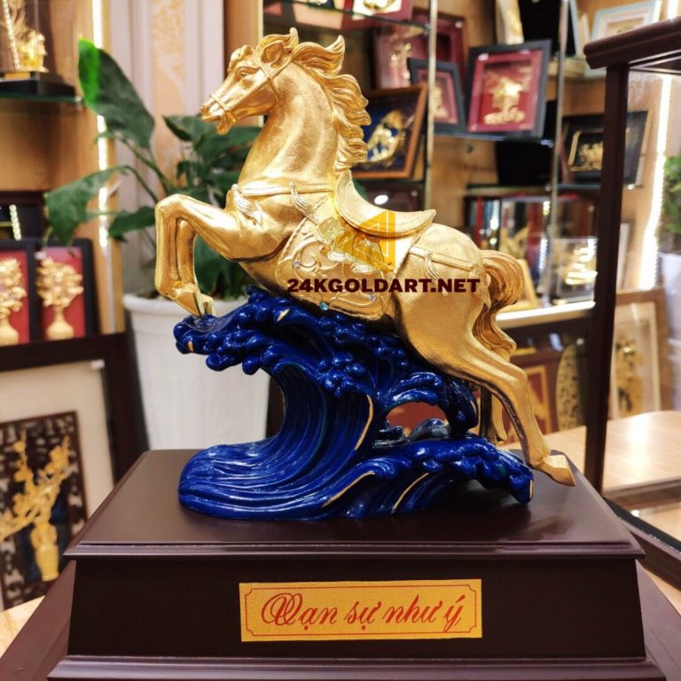 Tượng ngựa dát vàng (19x27x34cm) MT Gold Art- Hàng chính hãng, trang trí nhà cửa, phòng làm việc , quà tặng sếp, đối tác, khách hàng.
