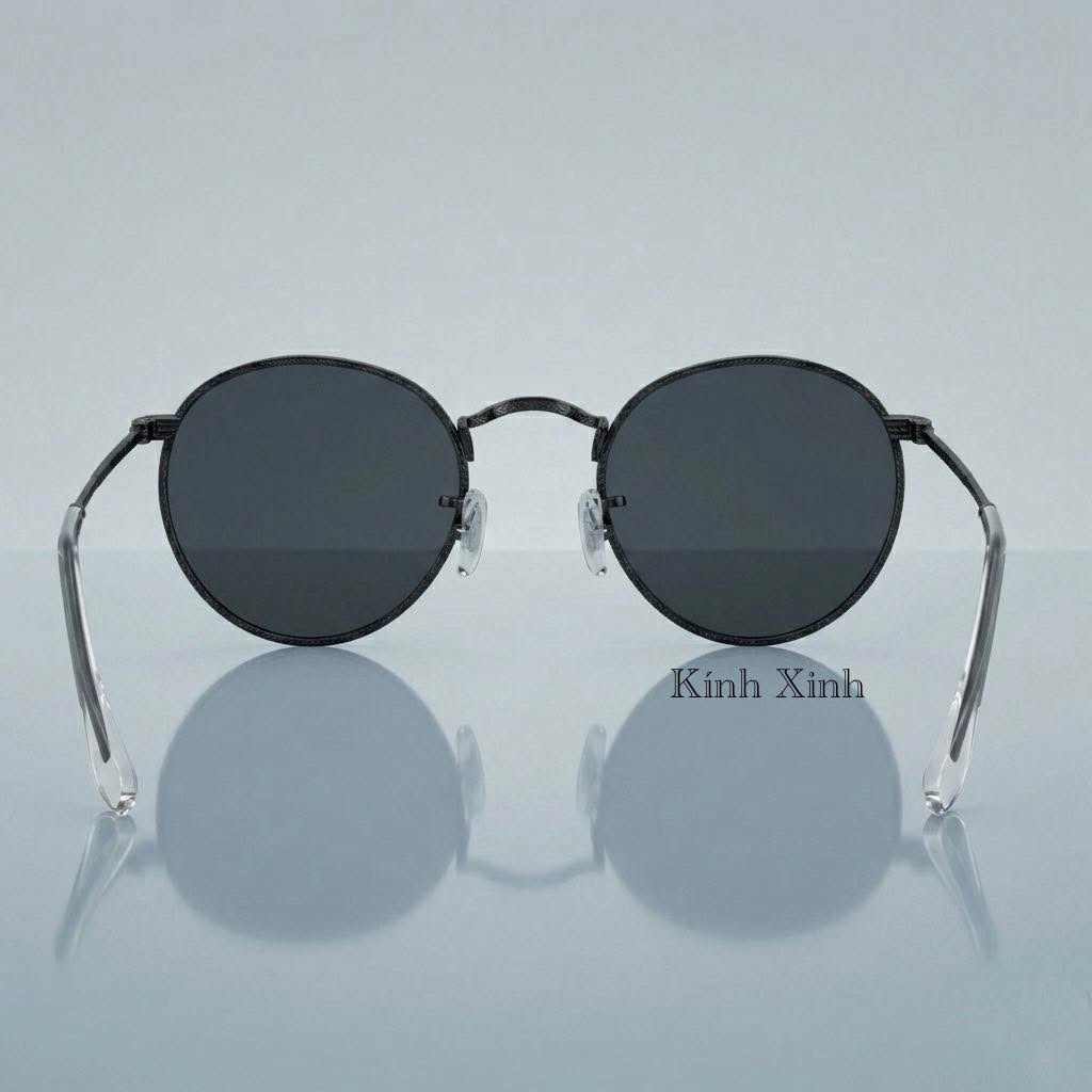 Kính râm nam nữ cổ điển dáng tròn mắt thủy tinh phong cách retro