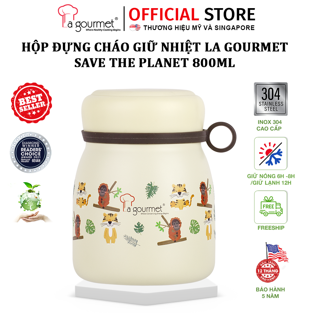 Bình đựng cháo giữ nhiệt La gourmet Save The Planet 800ml - 375933 (phủ sơn tĩnh điện, bảo hành 5 năm)