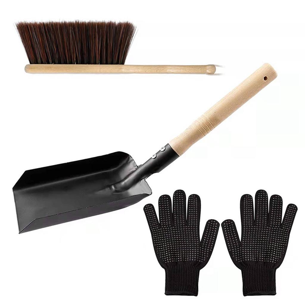Fireplace Tool Shovel Hearth Brush Gloves Set Firepit Tools Dust Shovel