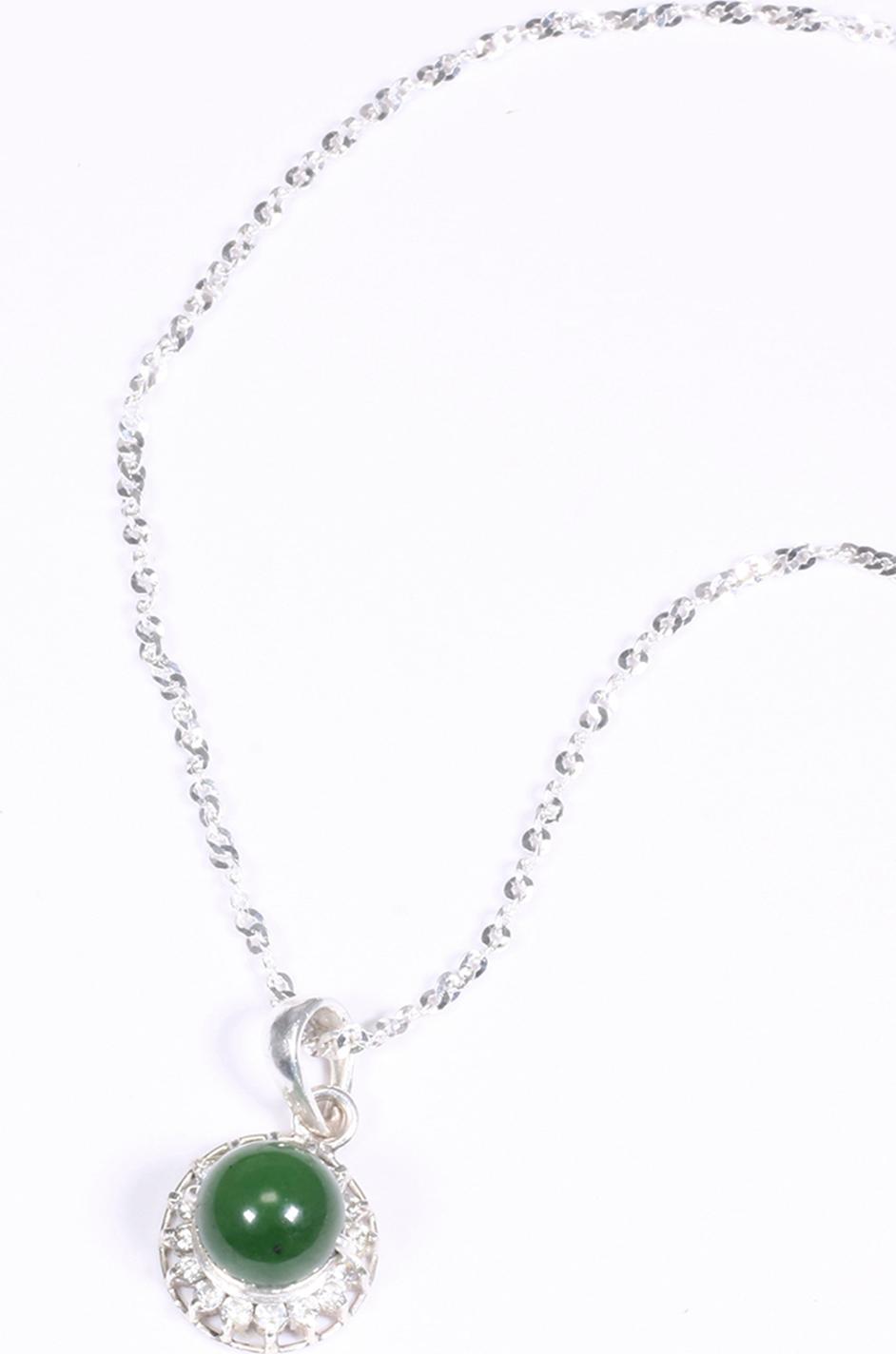 Mặt dây chuyền bạc hạt tròn đá ngọc bích mệnh hỏa, mộc - Ngọc Quý Gemstones