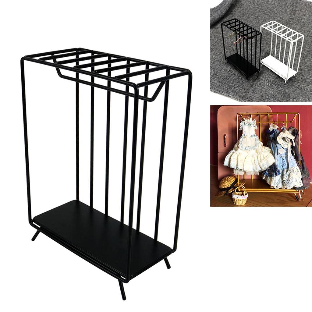 1/6 Dollhouse Mini Metal Clothes Rack Simulation Bedroom Furniture Supplies