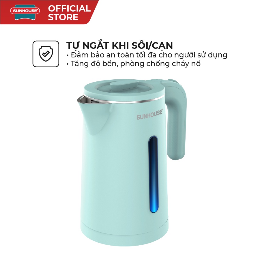 Ấm siêu tốc Inox 2 lớp 1.8L SUNHOUSE SHD1351 - Hàng chính hãng