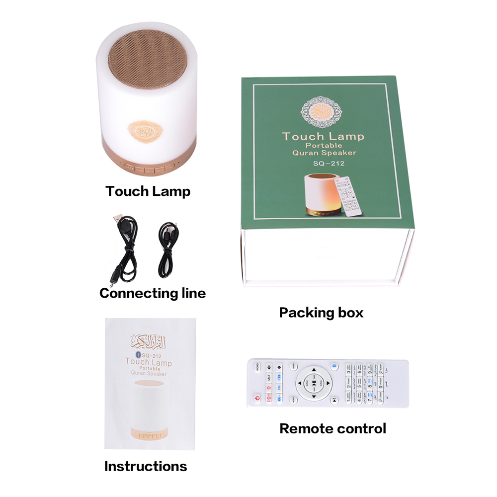 Loa BT Không dây Đèn LED đầy màu sắc Loa Quran Hỗ trợ MP3 FM Thẻ TF Điều khiển từ xa - Màu trắng