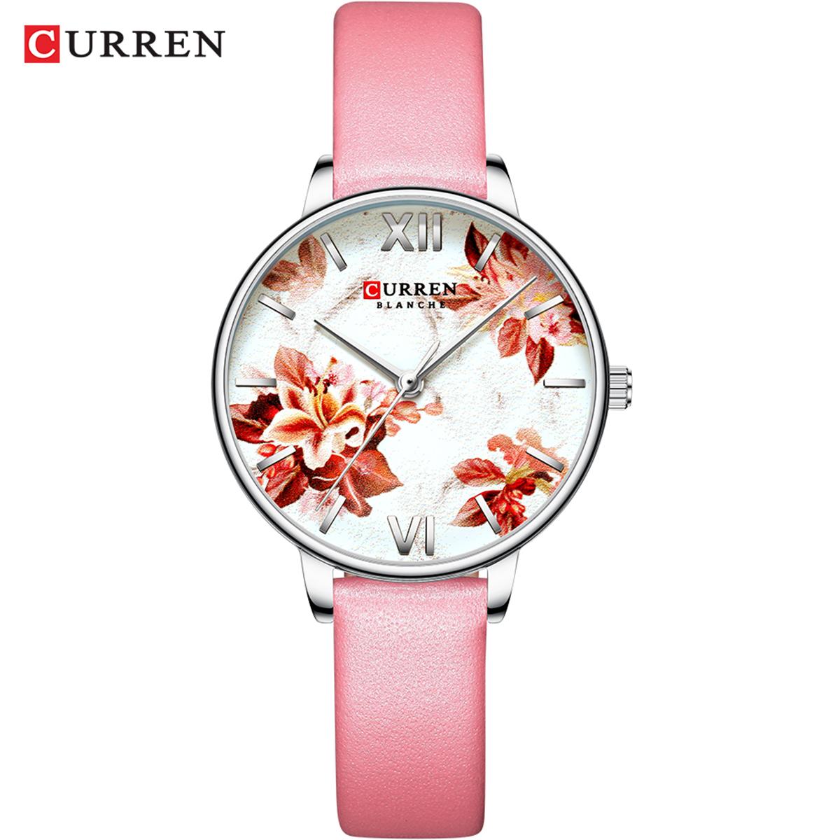 Đồng hồ Quartz Nữ Mặt số hoa Thanh lịch Tinh tế 3ATM Chống thấm nước CURREN 9060