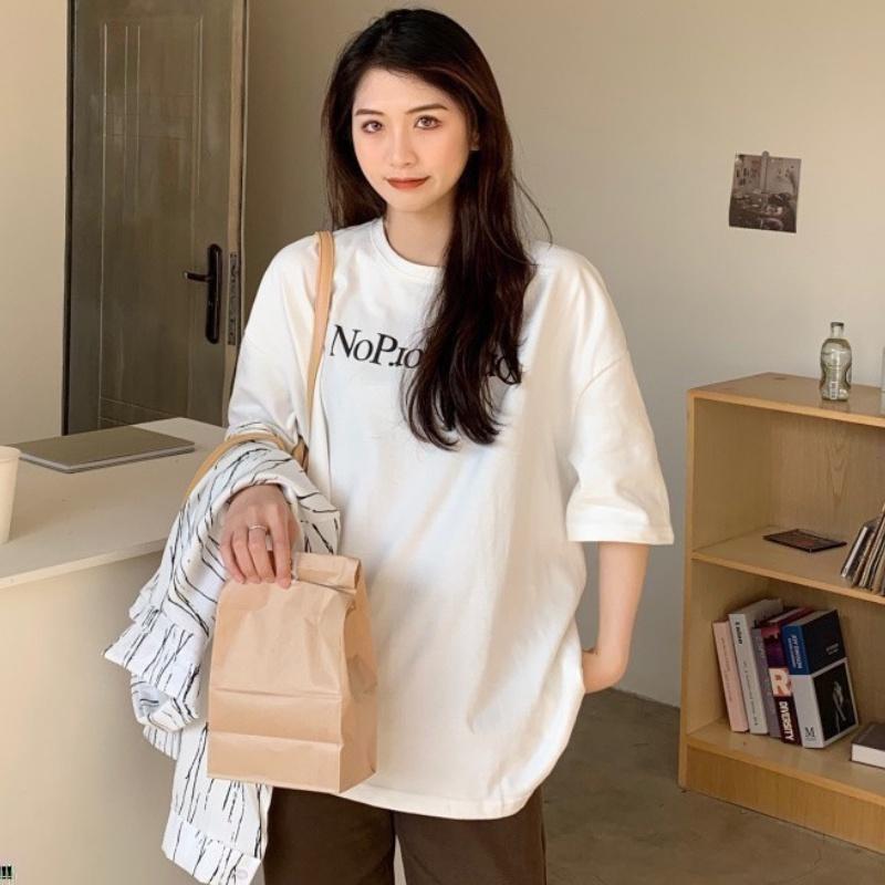 Áo cotton nữ nam unisex thun tay lỡ sweater ulzzang phông đen cotton oversize form rộng in hình cool ngầu NO PROBLEM