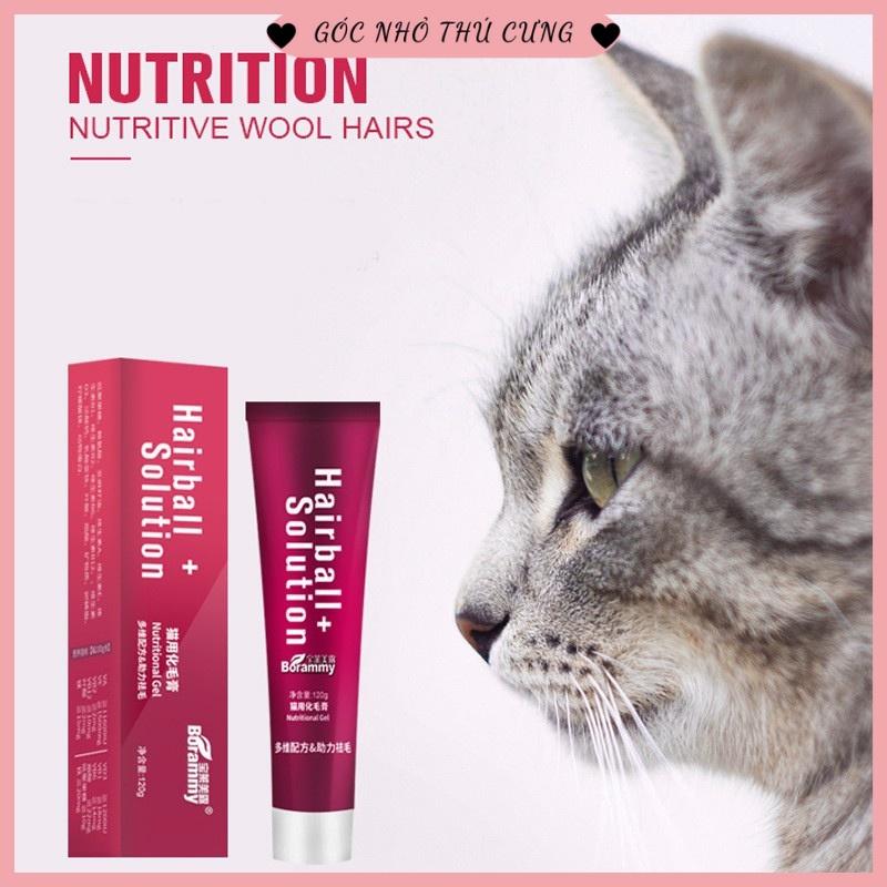 Gel dinh dưỡng cho mèo Borammy Hairball Solution giúp tiêu búi lông, dưỡng lông mềm mượt 120g