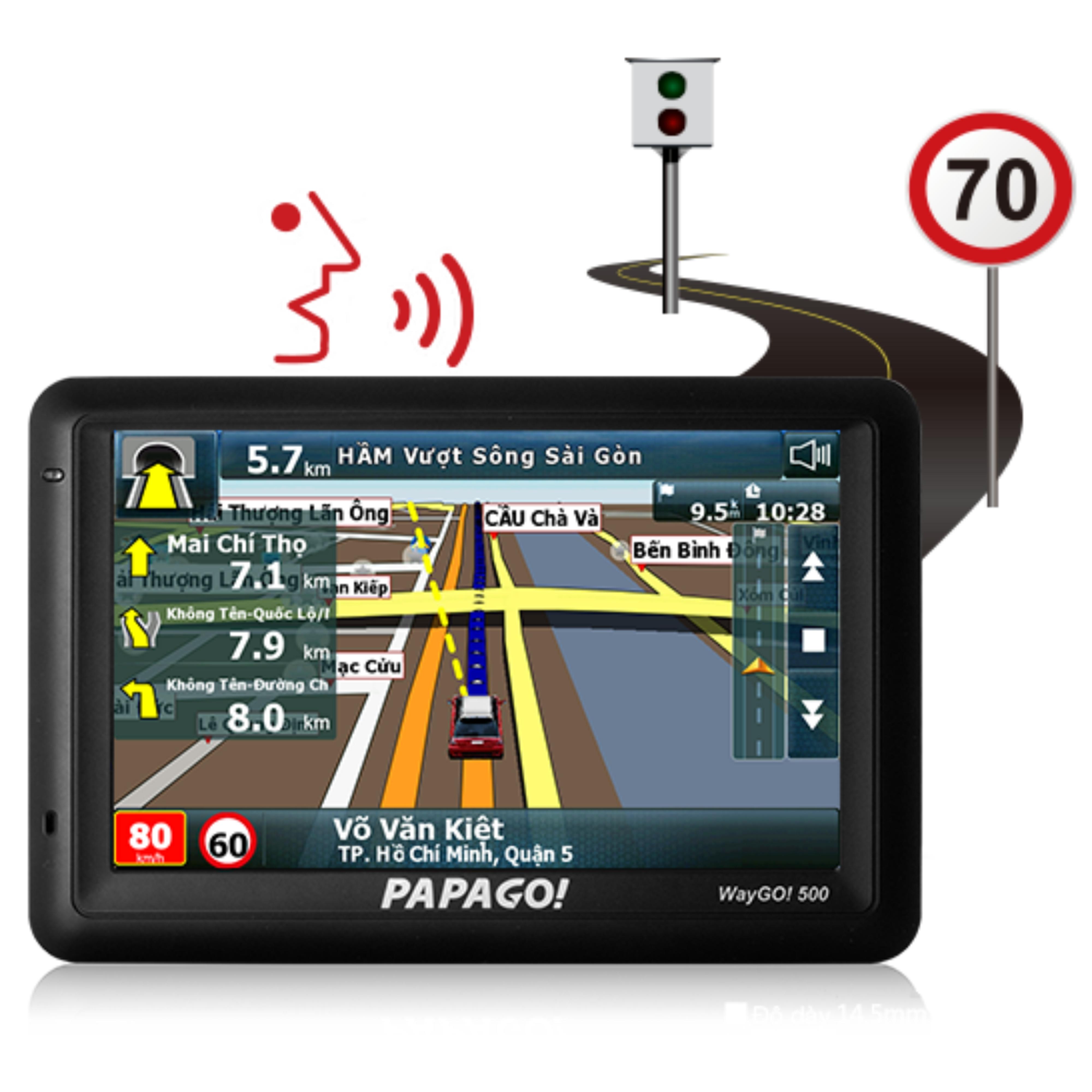 Papago Waygo 500 - Màn hình Dẫn đường Vietmap S1 - Cảnh báo tốc độ giới hạn bằng giọng nói