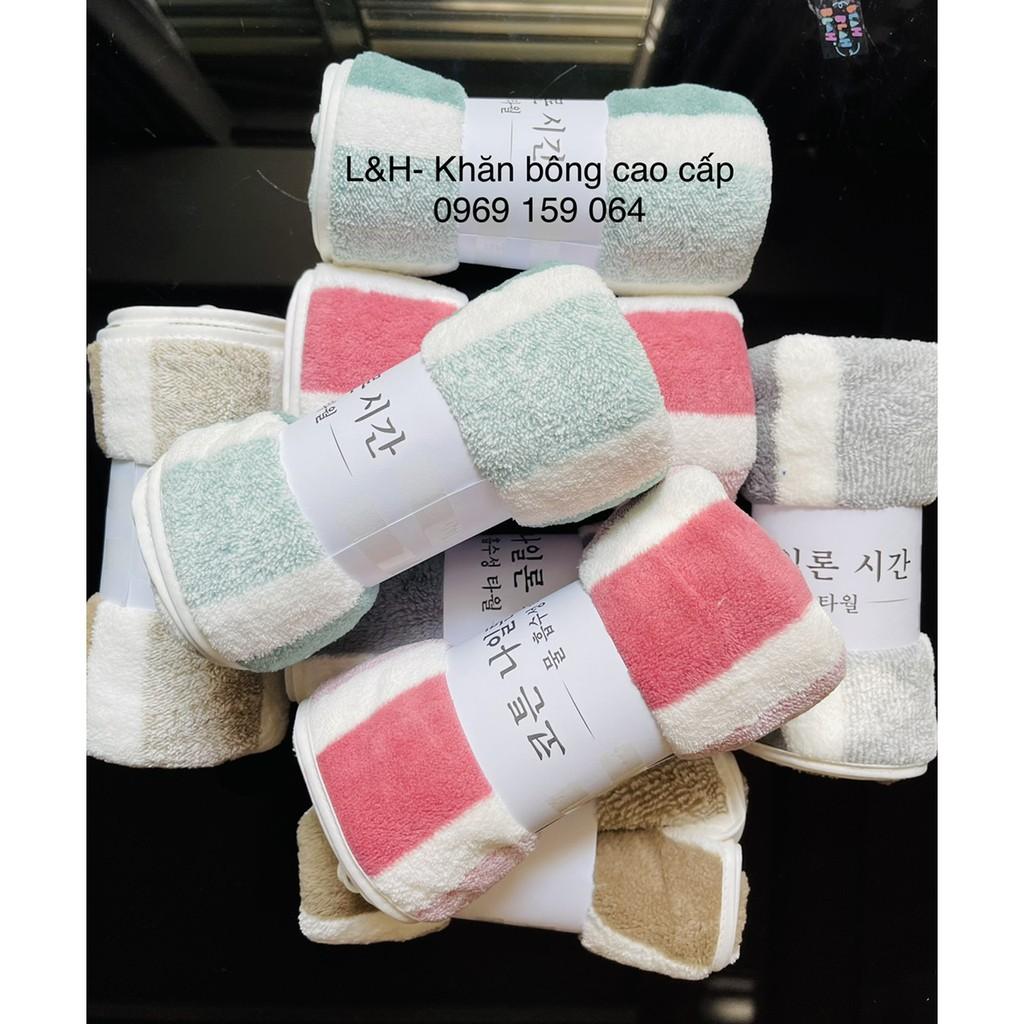 Khăn mặt lông cừu, kẻ mờ, KT 30x50cm
