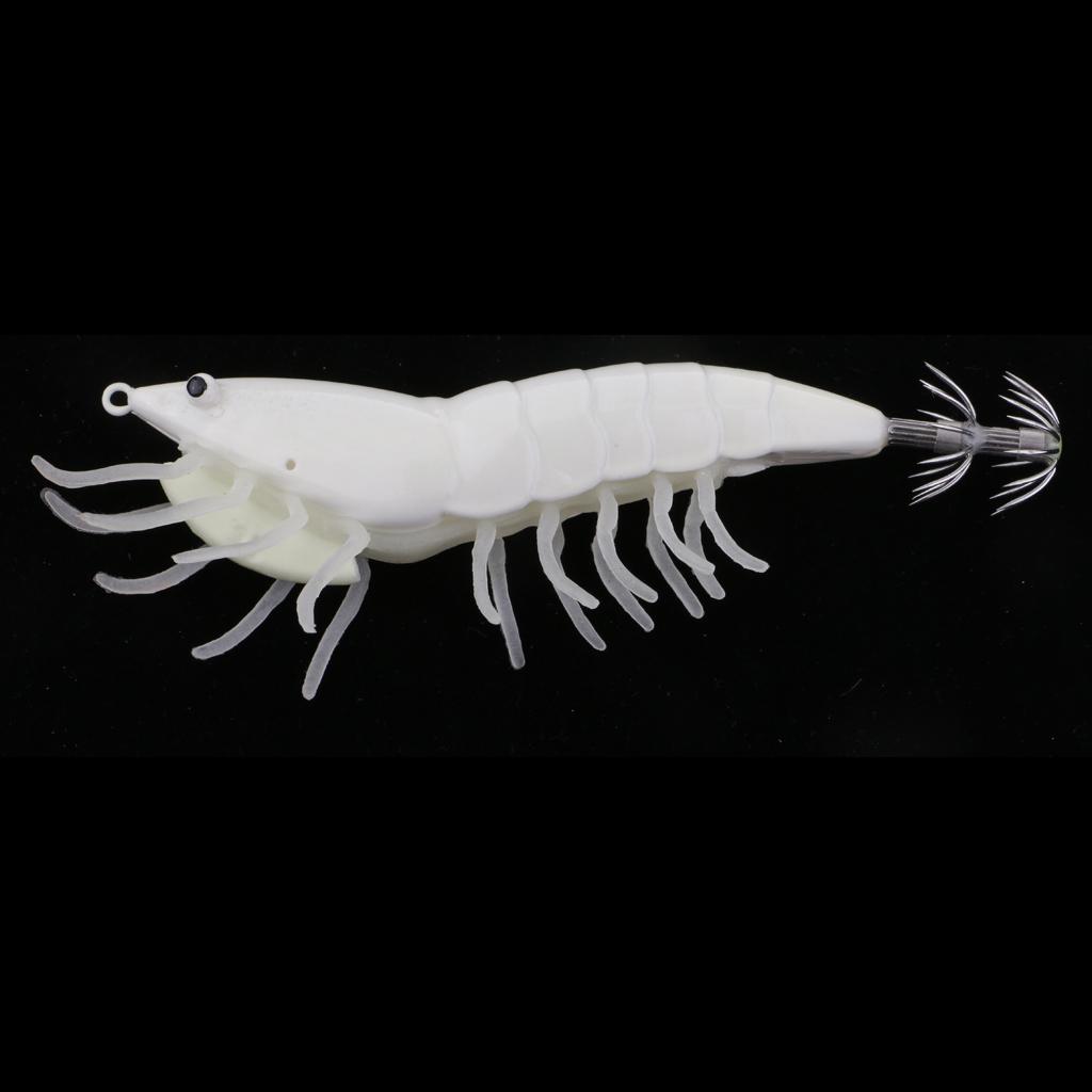 Squid Jigs Hooks Shrimp Artificial Wood Shrimp Plastic White Fishing Lure