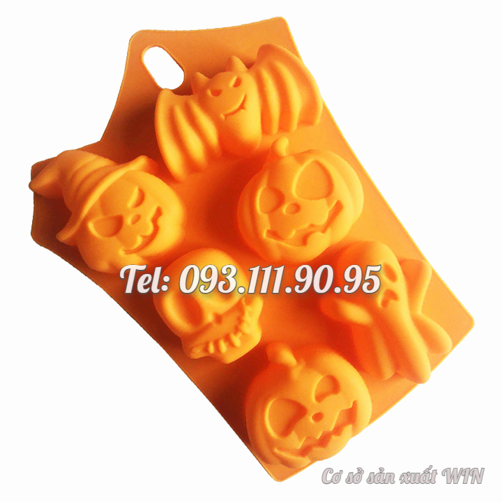 Khuôn silicon làm bánh, rau câu, socola 6 hình Halloween – Mã số 1495