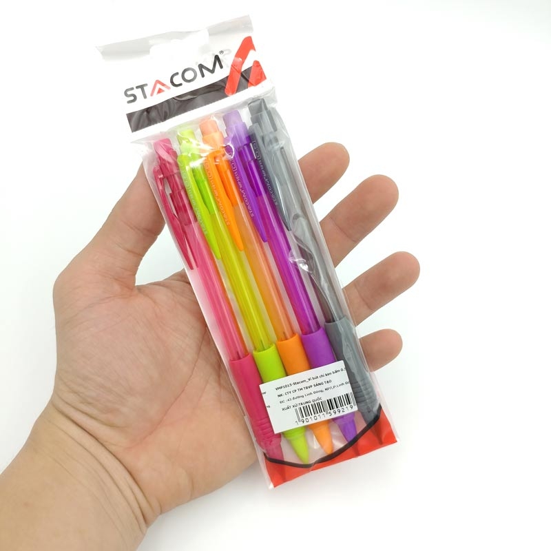 Vỉ Bút Chì Kim Bấm Stacom 0.5mm Nhiều Màu VMP1015