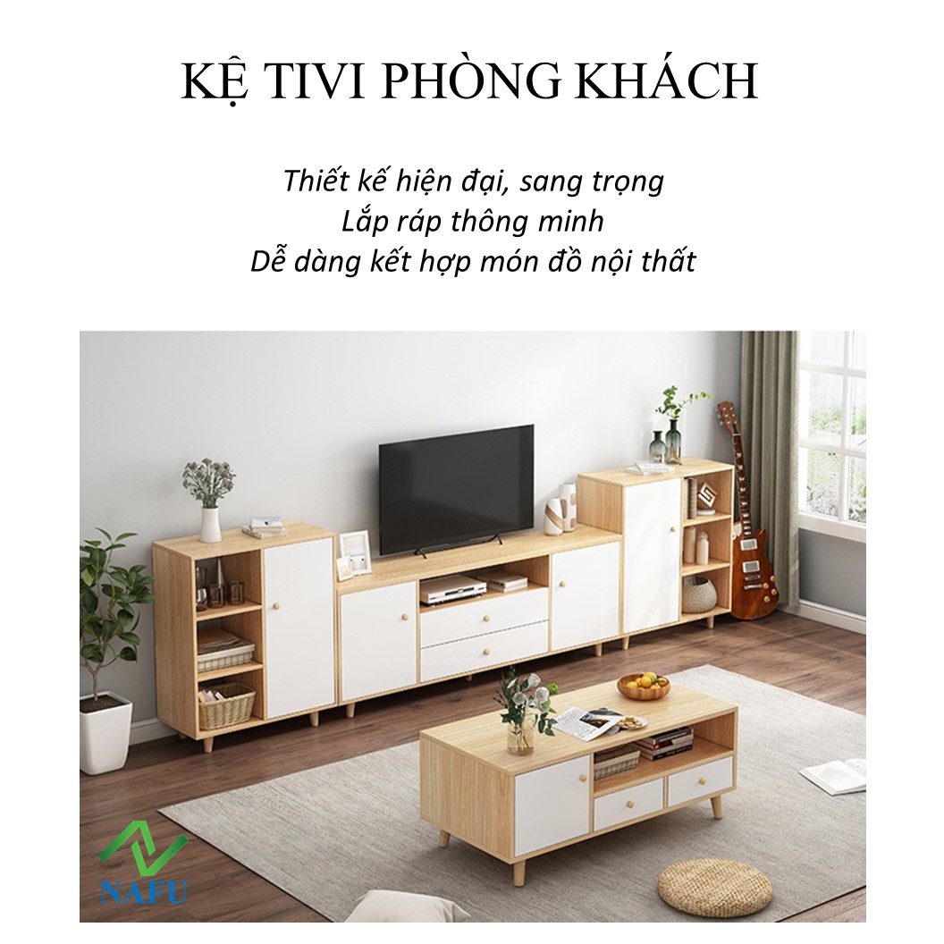 Kệ Tivi Phòng Khách Kết Hợp Bàn Trà Sofa Hiện Đại Phong Cách Bắc Âu GP142