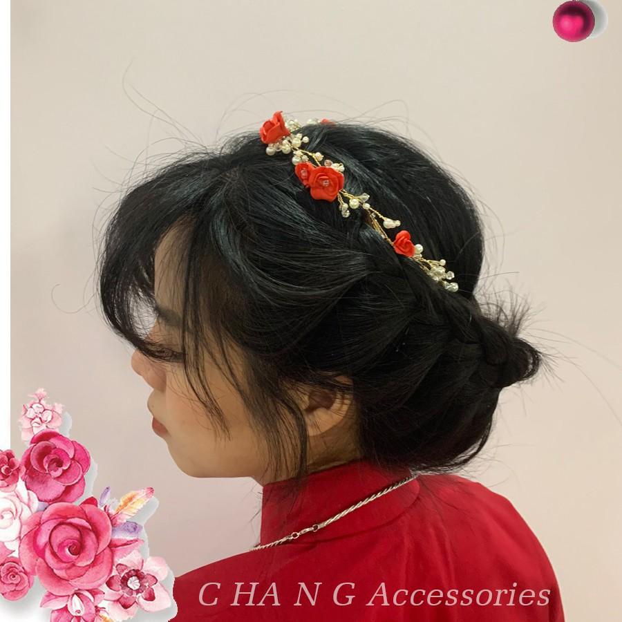 Băng Đô Tóc Thiết Kế Cao Cấp - Phụ Kiện Cài Tóc Handmade Cô Dâu Sang Trọng Hoa BCT10