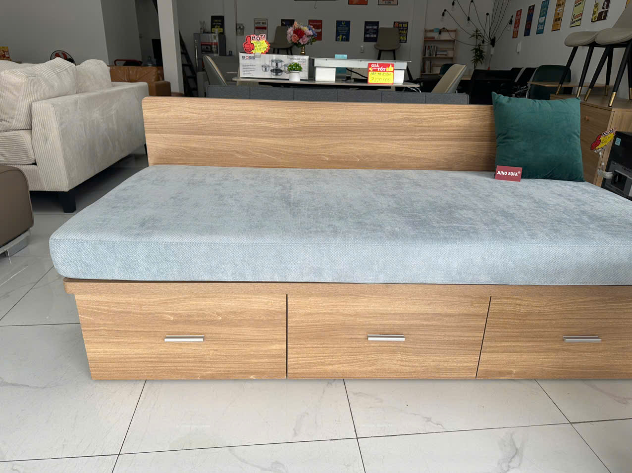 Giường mini đa năng Juno Sofa + hộc tủ 1m8 x 80 cm x cao 75 cm