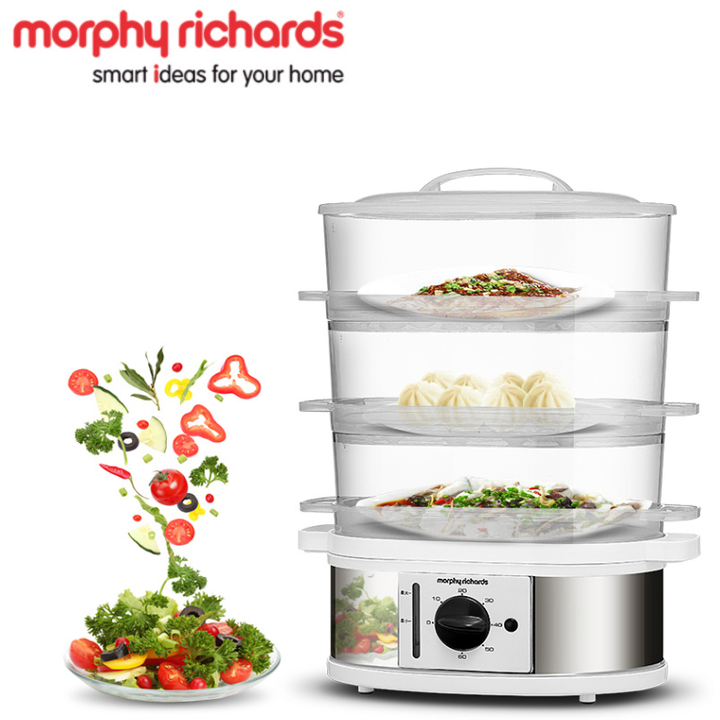 Nồi hấp thực phẩm 3 tầng nhãn hiệu Morphy Richards MR1148 tính năng thông minh là tự ngắt điện khi hết nước - HÀNG NHẬP KHẨU