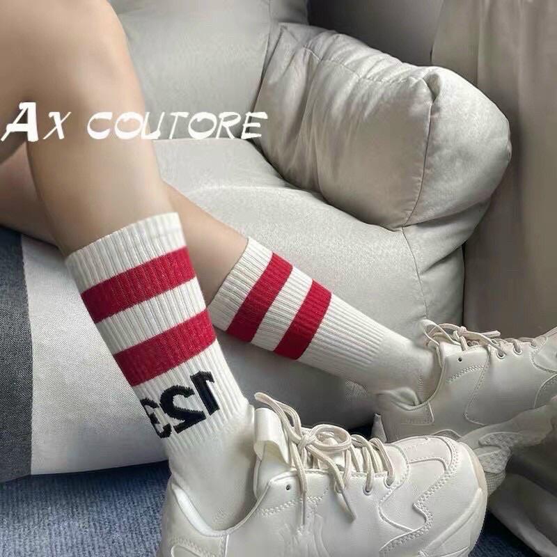 Sét 10 đôi tất gân cổ cao in số 123 hot hit năm 2023
