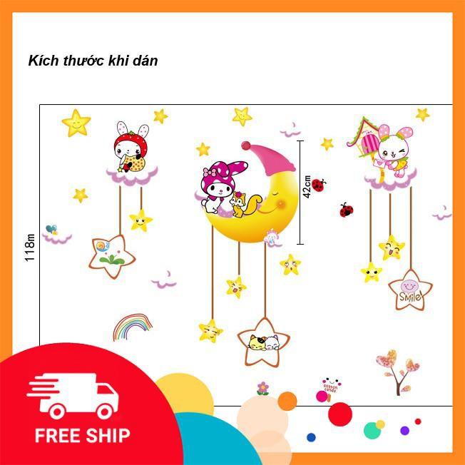 ️️ Decal dán tường Thỏ trăng