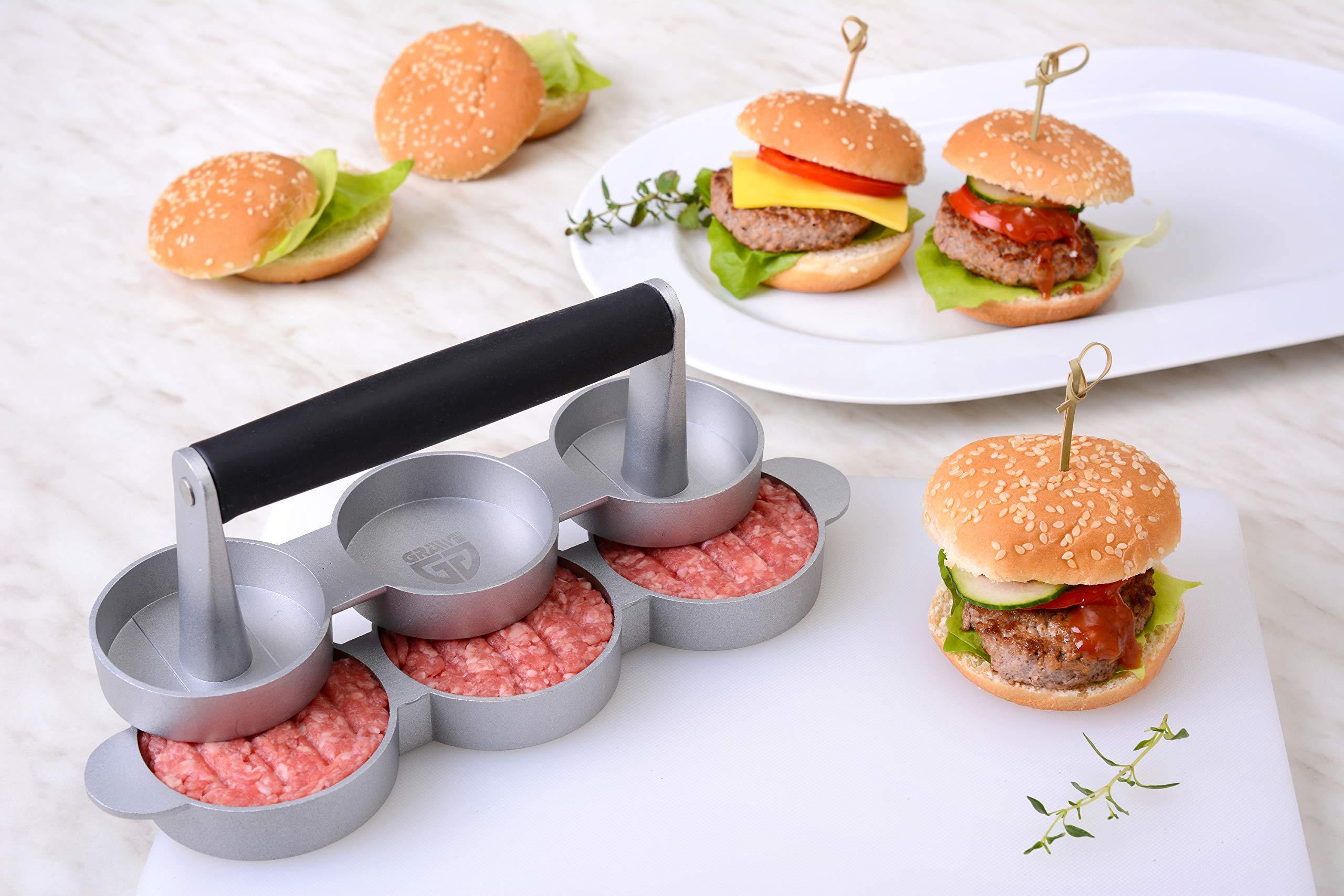 Máy ép bánh mì kẹp thịt cho bánh mì kẹp thịt mini 3 Patties, máy ép bánh mì kẹp thịt mini 3 bánh làm bằng nhôm đúc với lớp chống dính