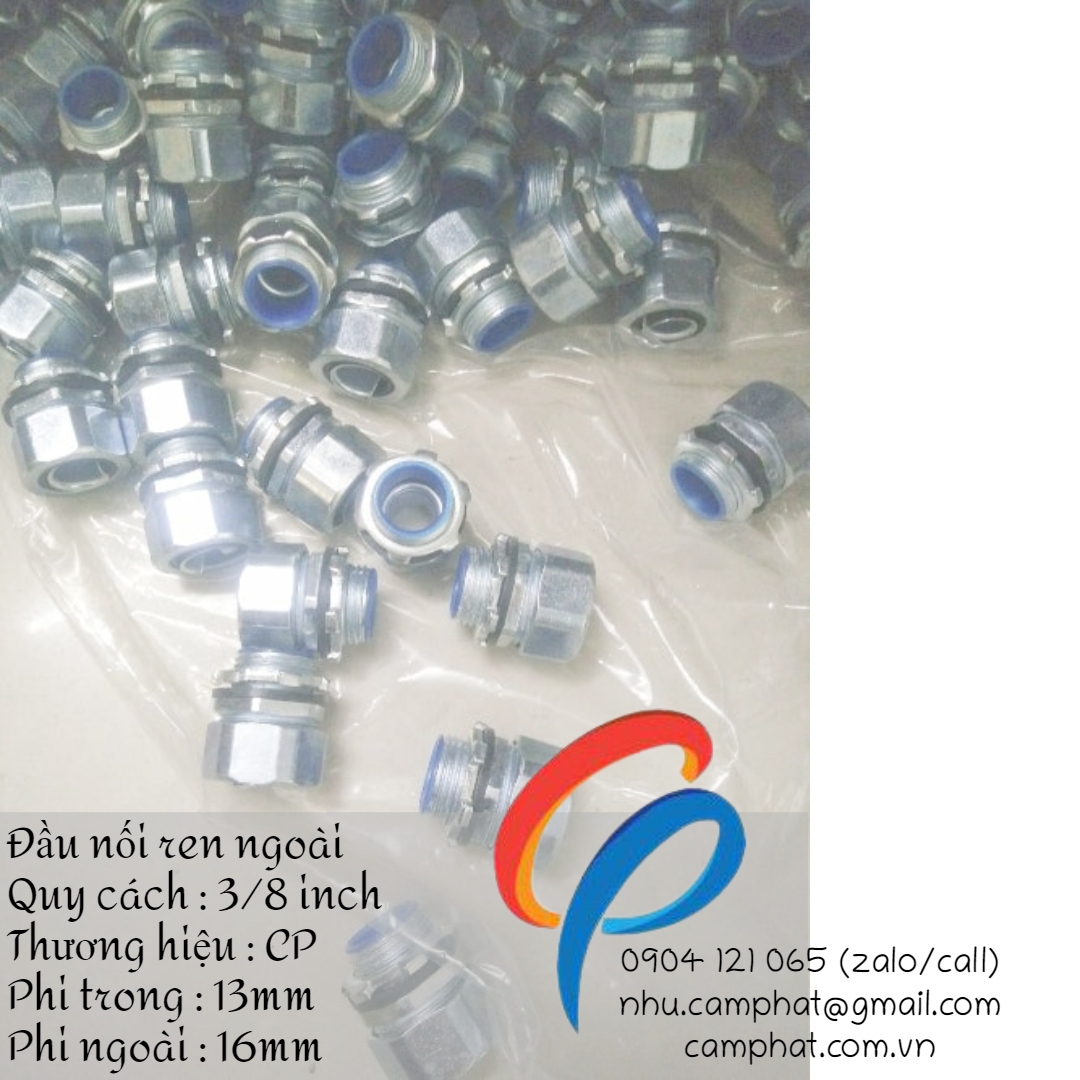 Đầu nối ren ngoài phi 3/8 inch (ID 13mm - OD 16mm)