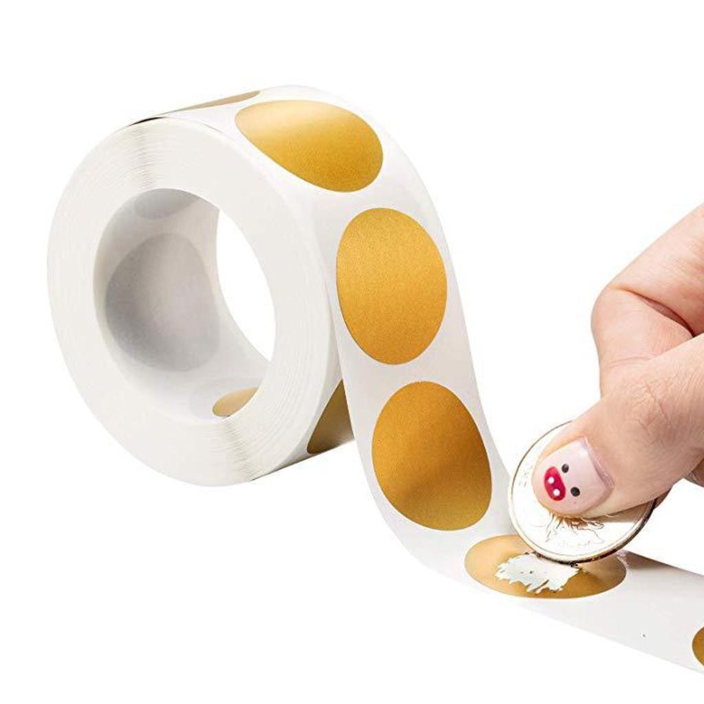 Bộ 300 Giấy Kraft Vàng Scratchable Nhãn Dính Hải Cẩu Miếng Dán Tròn