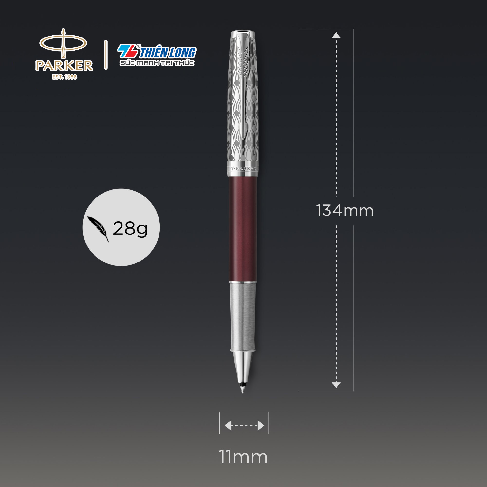 Bút bi cao cấp Parker SON X-M Red CT GB-2119782 - Thép không gỉ