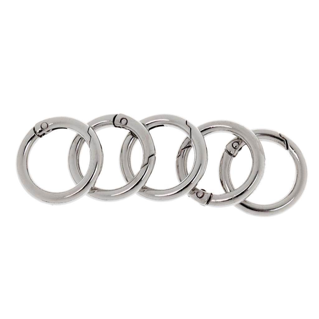 10 pcs Zinc Alloy Round Carabiner Spring Snap Clips Hook Keychain Keyring Buckle Key Chain Rings O Ring Metal Secure Holder