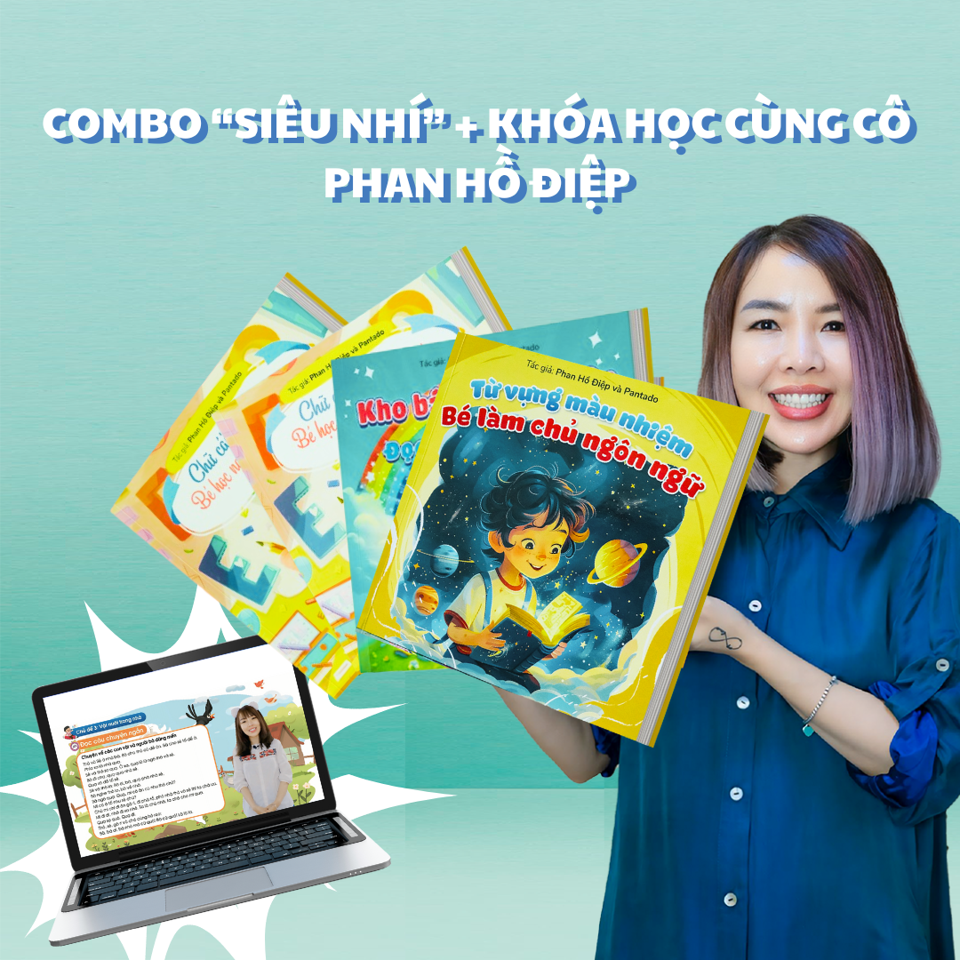 Sách Cho Bé - Siêu Nhí Pantado 4 cuốn sách kèm video bài giảng tiền tiểu học - Giúp bé phát triển ngôn ngữ, tư duy sáng tạo, tự tin giao tiếp