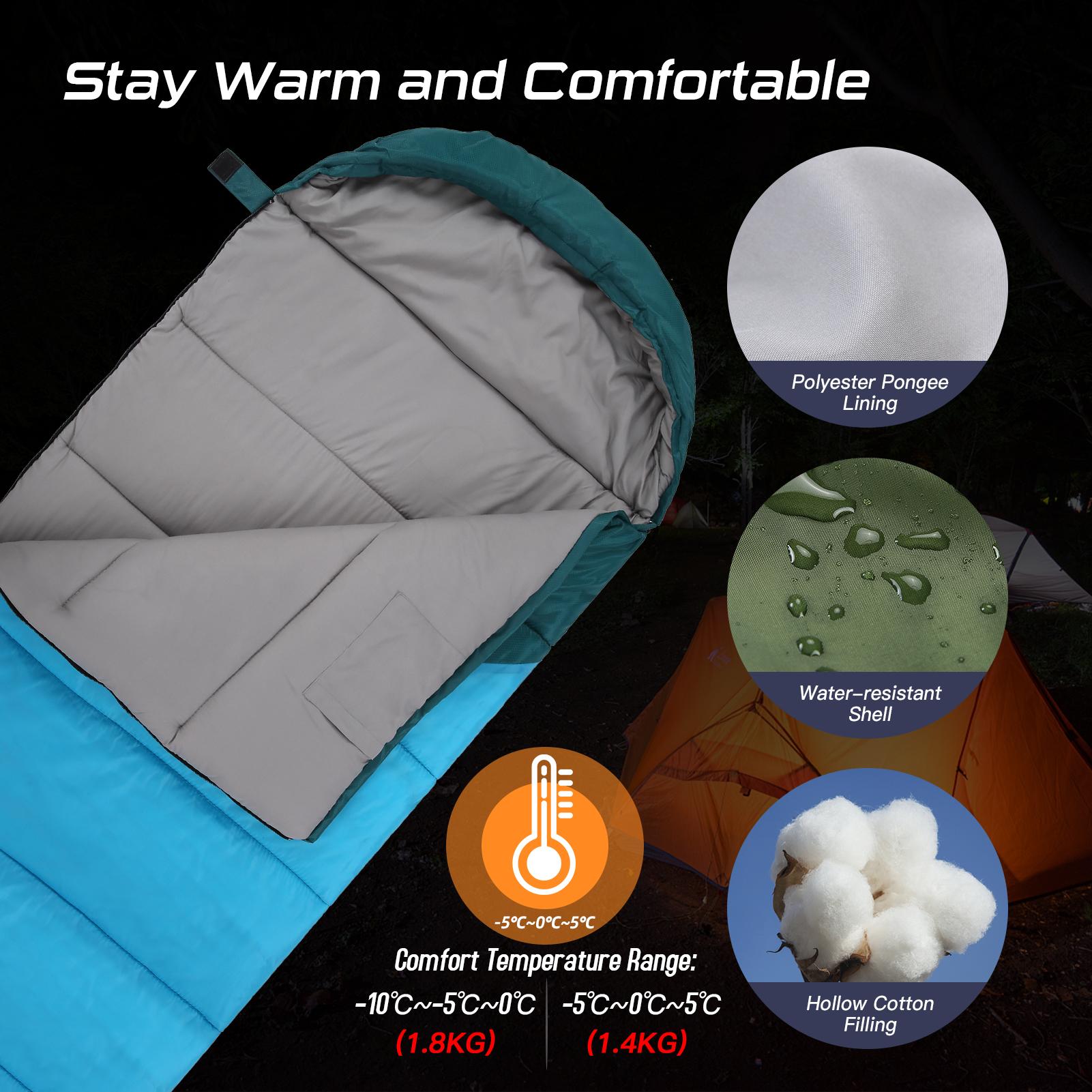 RELAXYEE Camping Sleeping Bag for Adults Outdoor Water-resistant Cold Weather Sleeping Bag Compact Camping Gear for 3 Seasons Hiking Backpacking Traveling