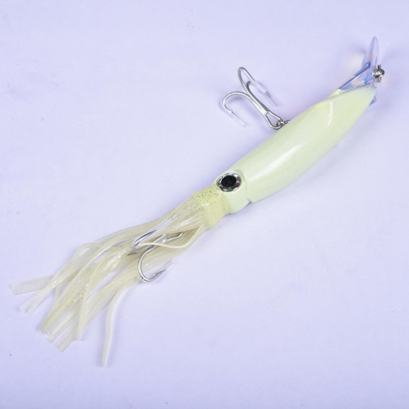 Lifelike Luminous Squid Skirt Bait Trolling 22cm Swimming Lure Octopus Fishing Lures Glow for Dolphin Marlin Trout Bass Saltwater Freshwater