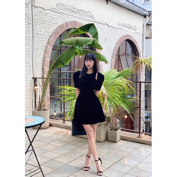 Đầm nhung ôm A vai cutout cá tính Colin dress