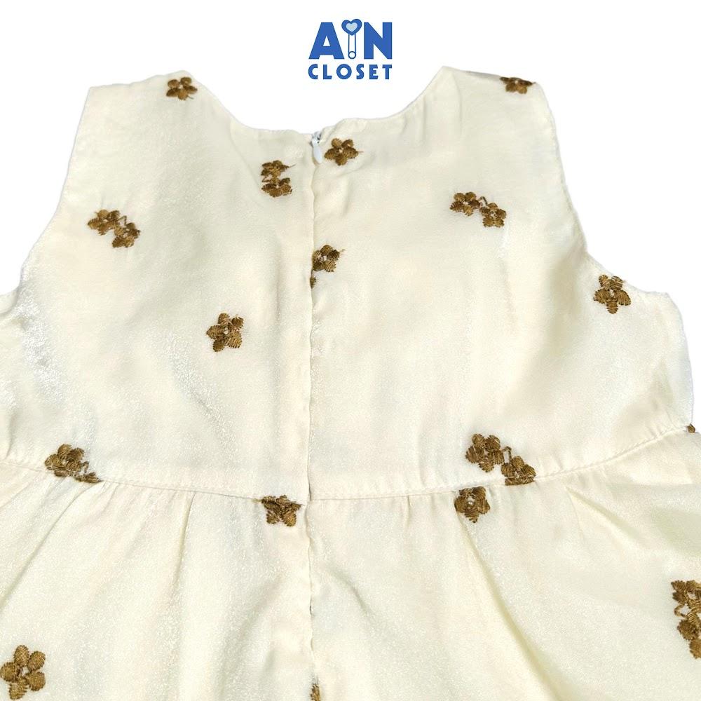 Đầm bé gái họa tiết Hoa Nâu Tơ Thêu - AICDBG2ALIB6 - AIN Closet