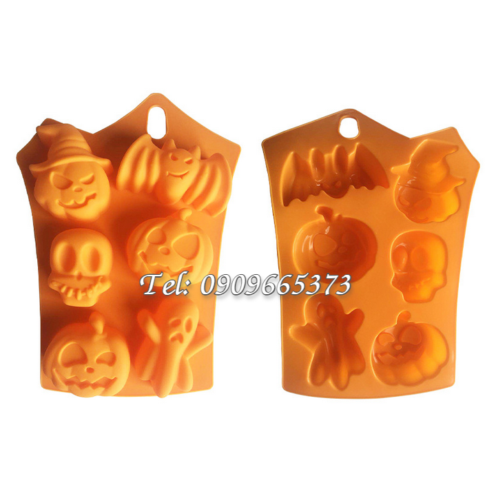 Khuôn silicon làm bánh, rau câu, socola vĩ 6 hình Halloween – Mã số 1519