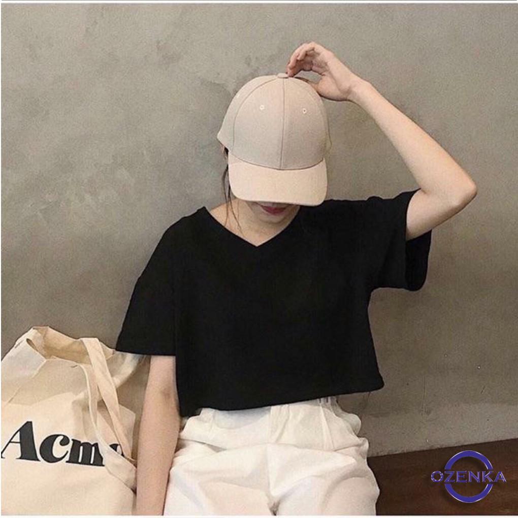 Áo croptop cổ tim cộc tay rộng chất cotton free size 3 màu đen trắng tím CR192