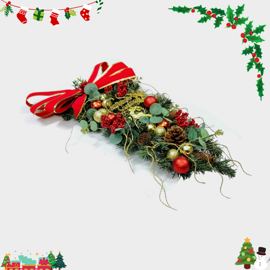 Chùm Thông Treo Tường CT01 Nơ Nhung Đỏ Trang Trí Noel Giáng Sinh