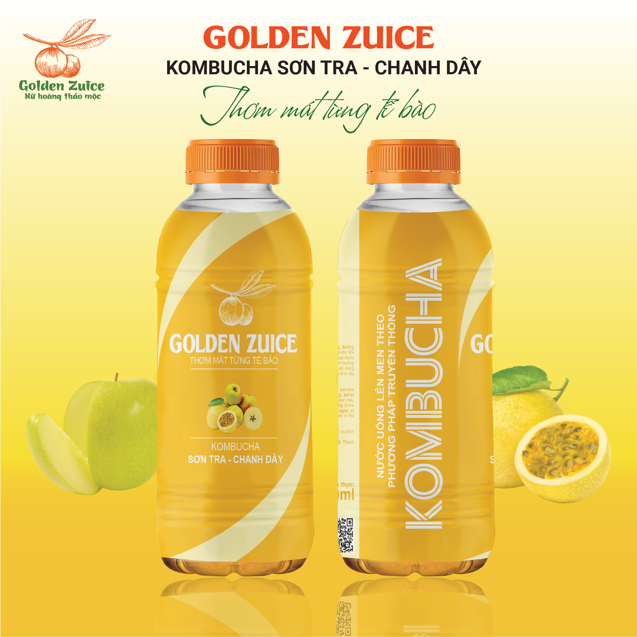 Nước trái cây lên men Kombucha Golden Zuice Sơn tra Chanh dây