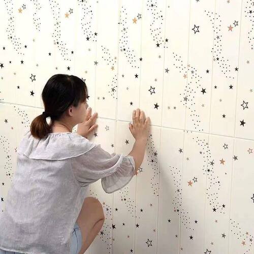 Bộ 10 Tấm Xốp Dán Tường Vân Gỗ Sao Cách Âm, Chống Va Đập, Bền Đẹp, Sang Trọng