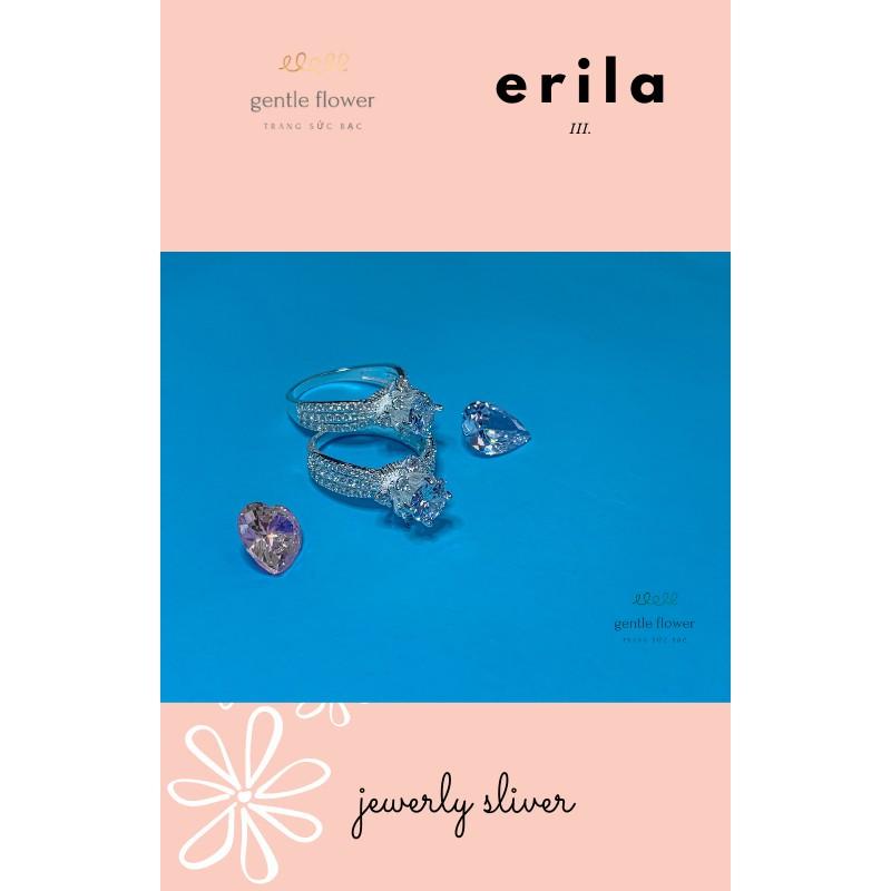 Nhẫn bạc ta nữ đính đá chấu viền thiết kế sang trọng Gentle Flower