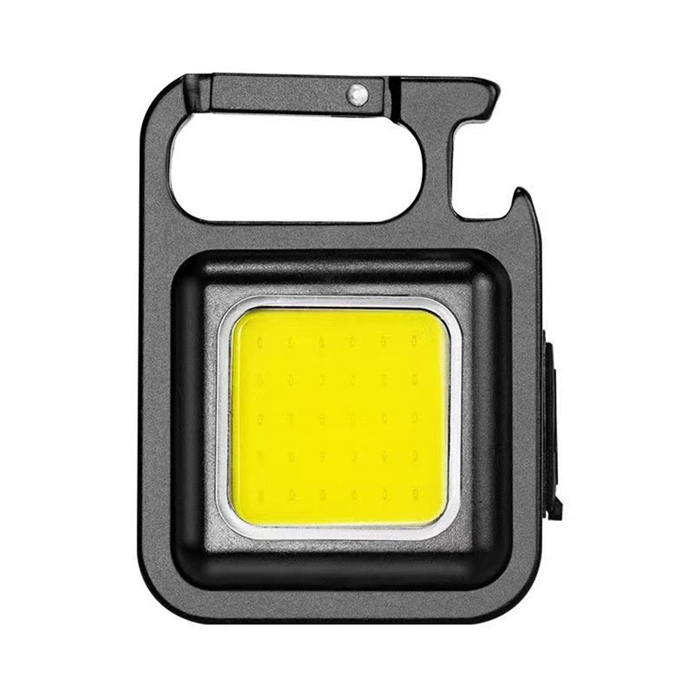 Portable Mini Flashlight USB Rechargeable LED Work Light Keychain Light Lamp with Bottle Opener for Outdoor Emergency Camping Hiking Fishing