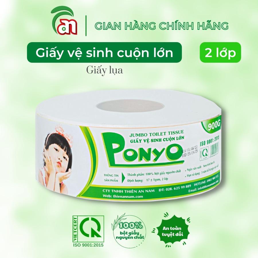 Giấy vệ sinh cuộn lớn chất lượng cao, tan nhanh, mềm mịn PONYO JB900 2 lớp 900g - Thiên An Nam paper