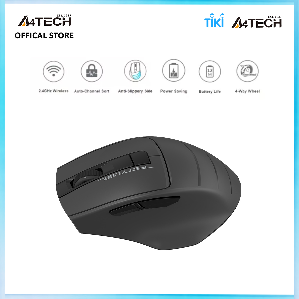 Chuột không dây A4Tech FStyler FG30 Wireless 2.4GHz 2000 DPI - Hàng chính hãng