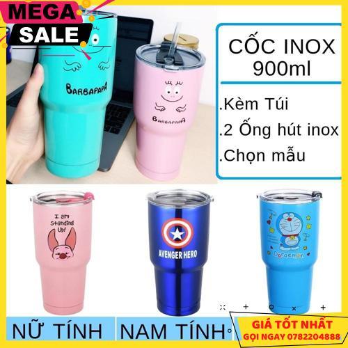 Combo Ly Giữ Nhiệt Thái Lan 900Ml Tặng Kèm Túi Đựng, Ống Hút Và Cọ Rửa - Giao Hàng Toàn Quốc
