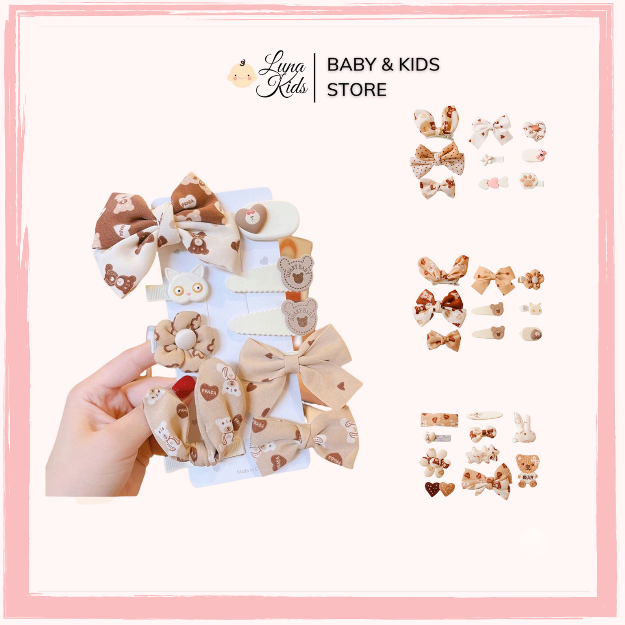 Set kẹp tóc cho bé gái KT01 - LunaKids [Ảnh thật]