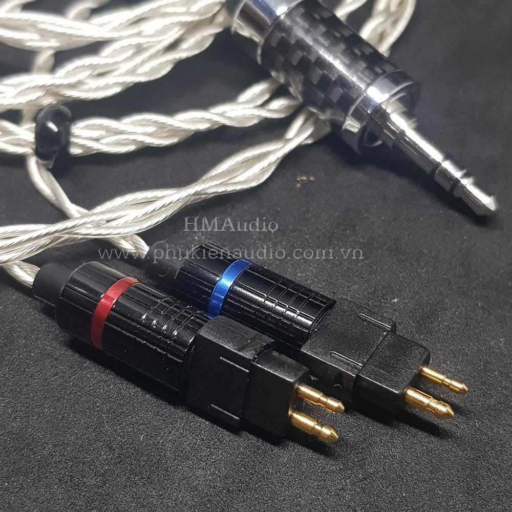 Dây tai nghe đồng mạ bạc OFC 1.2mm tết 4 - Connector Sens HD650 HD600 HD660s HD25 HD580