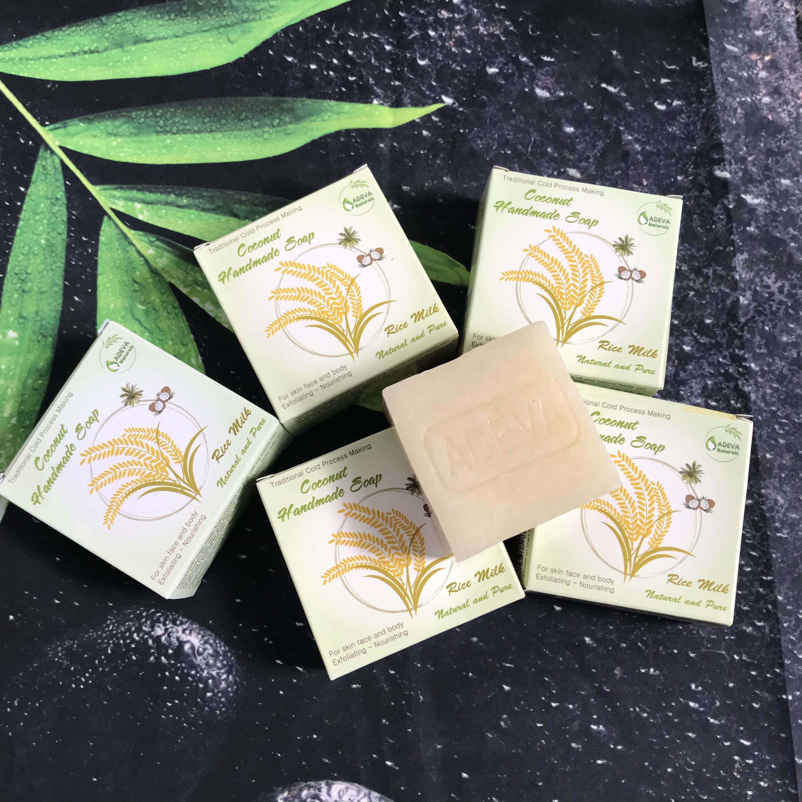 Xà bông handmade Cám gạo - Set 6 soap Adeva Naturals