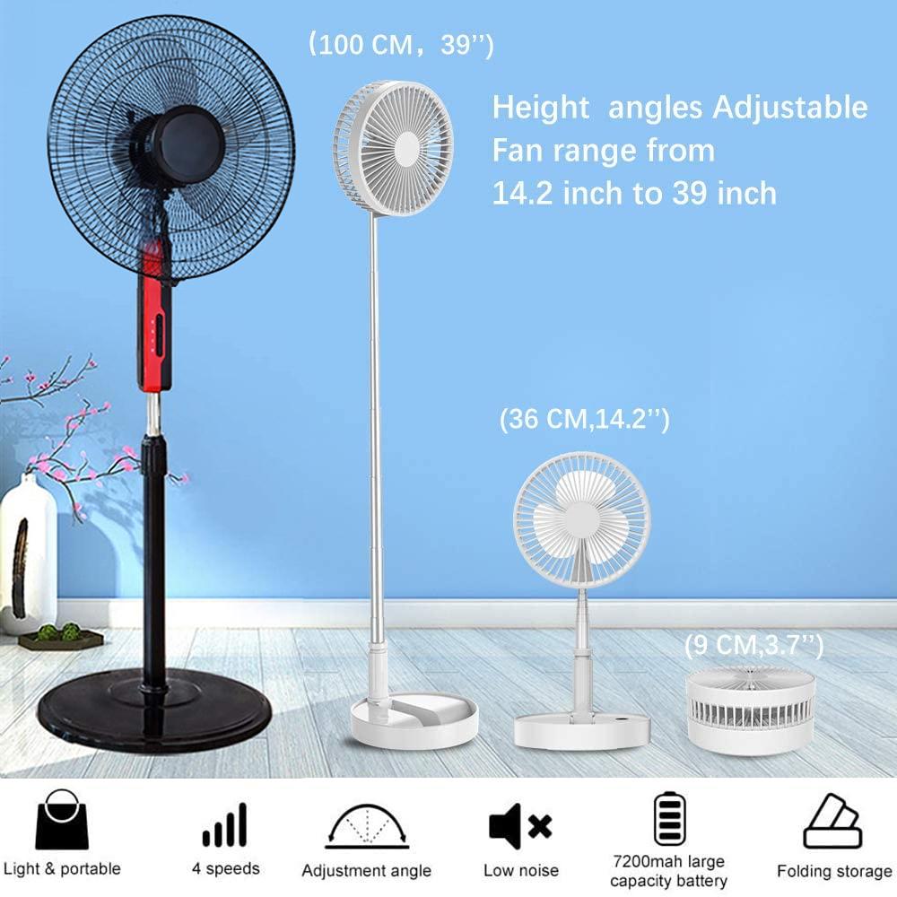 Chiều cao 39 inch 4 tốc độ gió có thể điều chỉnh được quạt máy tính để bàn có thể gập lại quạt ký túc xá USB có thể sạc lại quạt di động / quạt sàn tuần hoàn