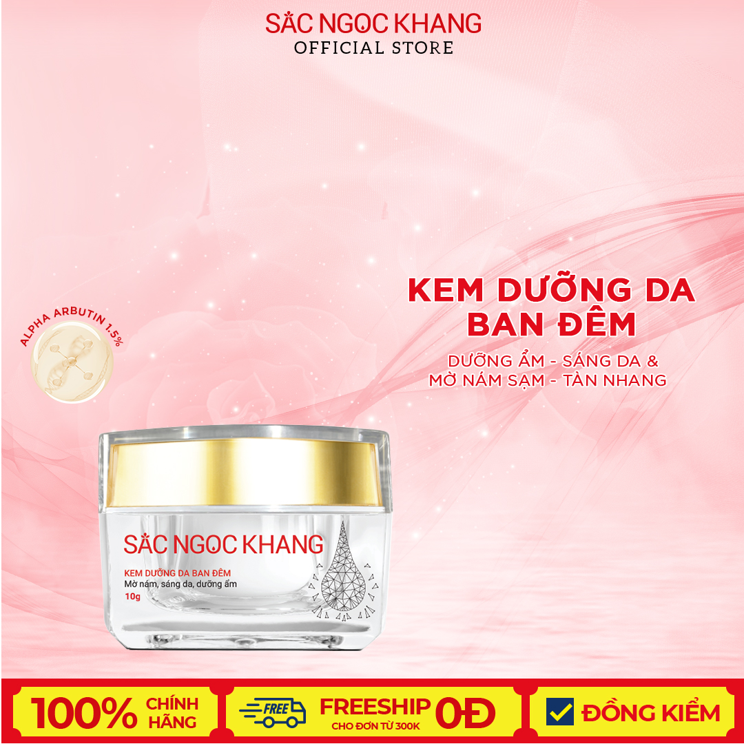 Kem Dưỡng Da Ban Đêm Sắc Ngọc Khang 10g giúp dưỡng da ẩm mịn, tươi sáng và mờ nám - sạm - tàn nhang