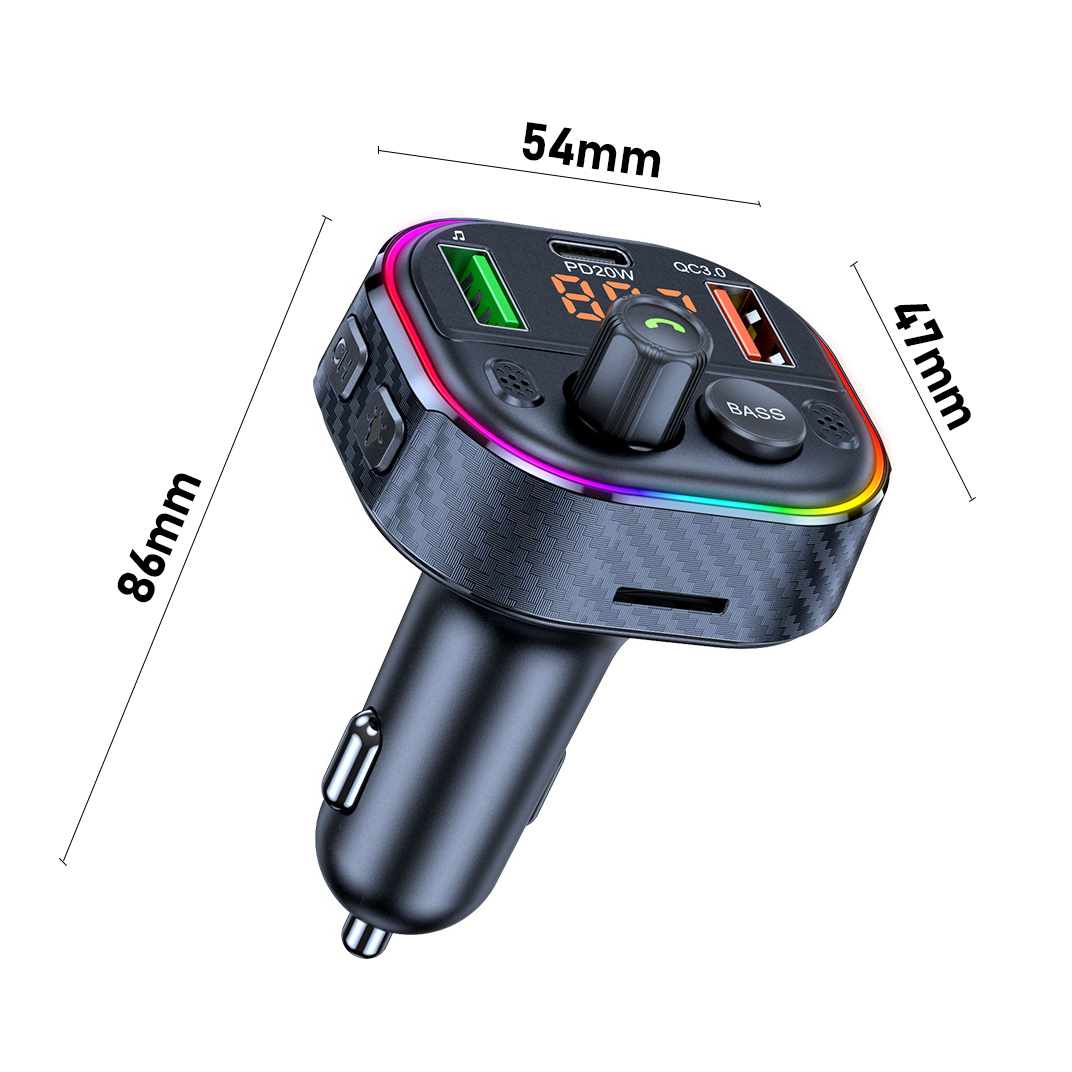 Tẩu sạc ô tô thu bluetooth Máy phát FM bầu không khí đầy màu sắc ánh sáng -D1624