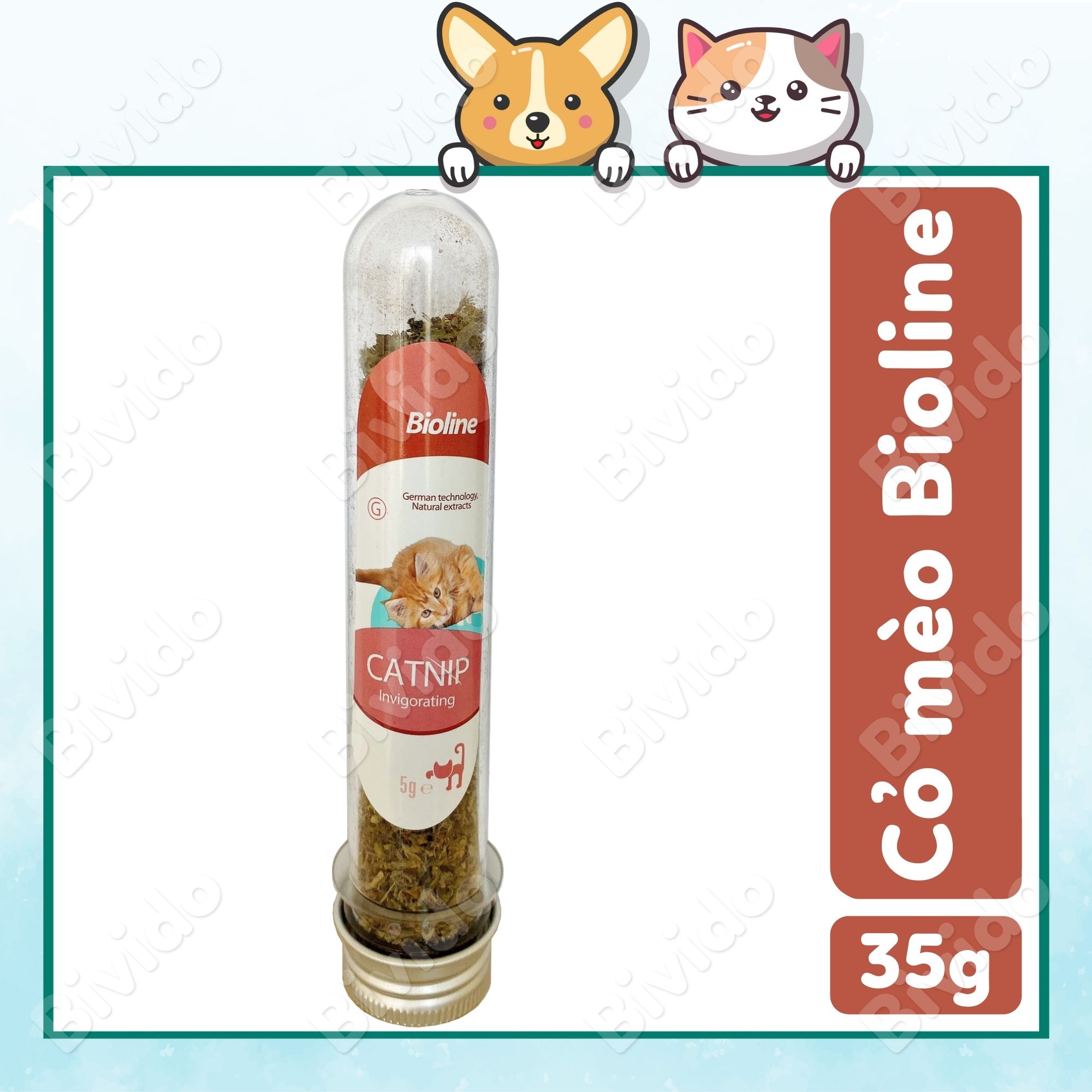 Ống cỏ mèo khô Catnip Bioline hương bạc hà giúp thư giãn, giảm stress