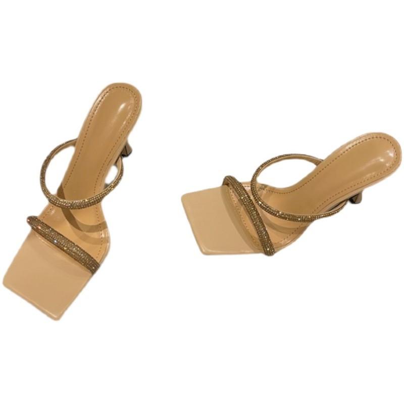 Guốc LCG26 dép 2 quai đính đá gót nhọn 7p hót nhất năm nay